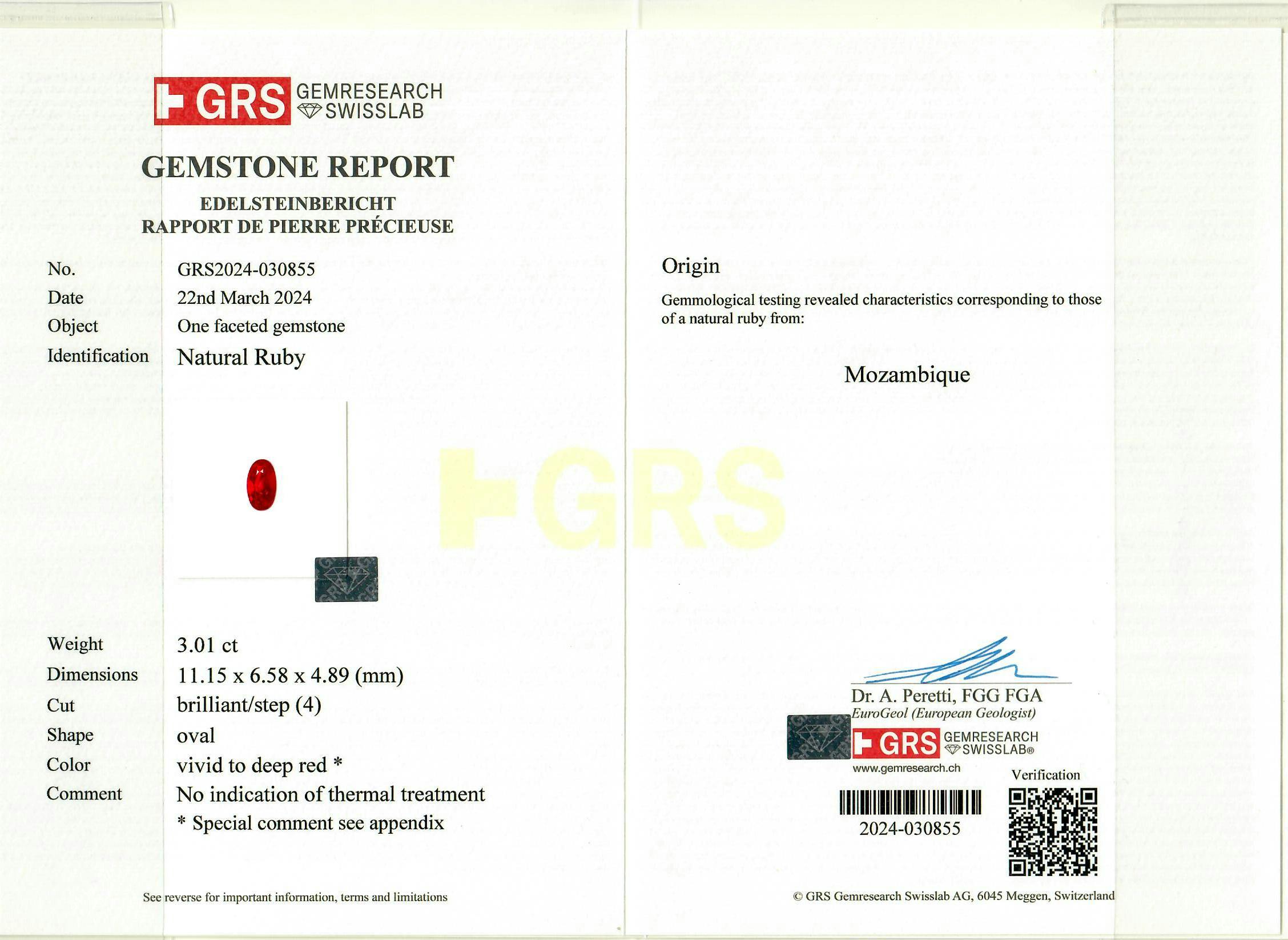Mozambique Ruby 3.01 ct